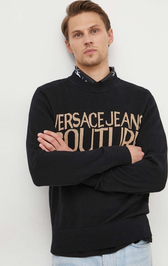 Czarny sweter Versace Jeans w młodzieżowym stylu z kaszmiru