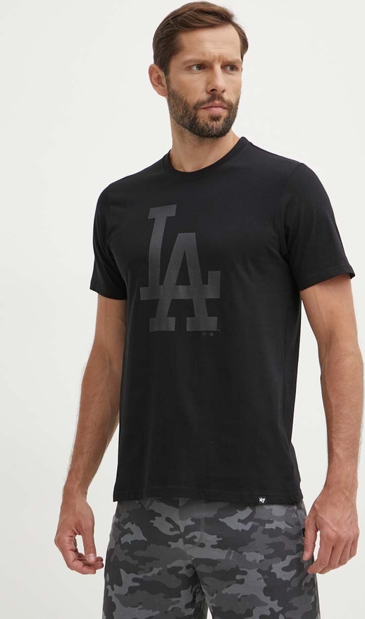 Czarny t-shirt 47 Brand w młodzieżowym stylu z nadrukiem
