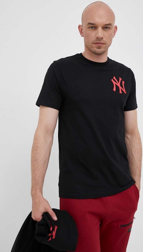 Czarny t-shirt 47 Brand z nadrukiem z dzianiny z krótkim rękawem