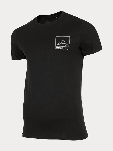 Czarny t-shirt 4F w sportowym stylu z krótkim rękawem z bawełny