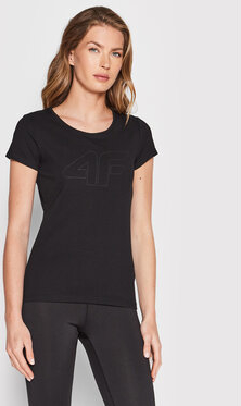 Czarny t-shirt 4F w sportowym stylu z okrągłym dekoltem z krótkim rękawem