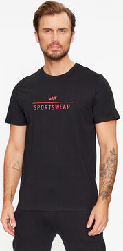 Czarny t-shirt 4F z krótkim rękawem w młodzieżowym stylu