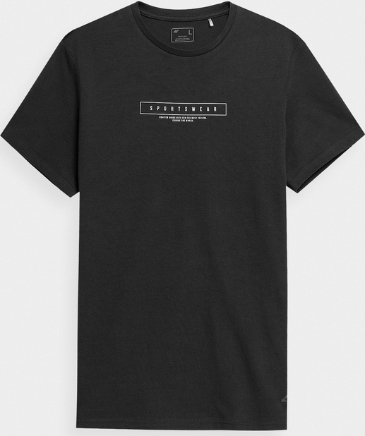 Czarny t-shirt 4F z krótkim rękawem z bawełny w młodzieżowym stylu