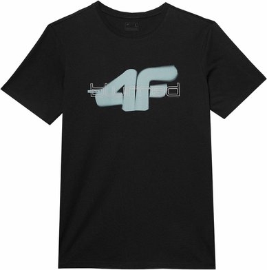 Czarny t-shirt 4F z nadrukiem z bawełny