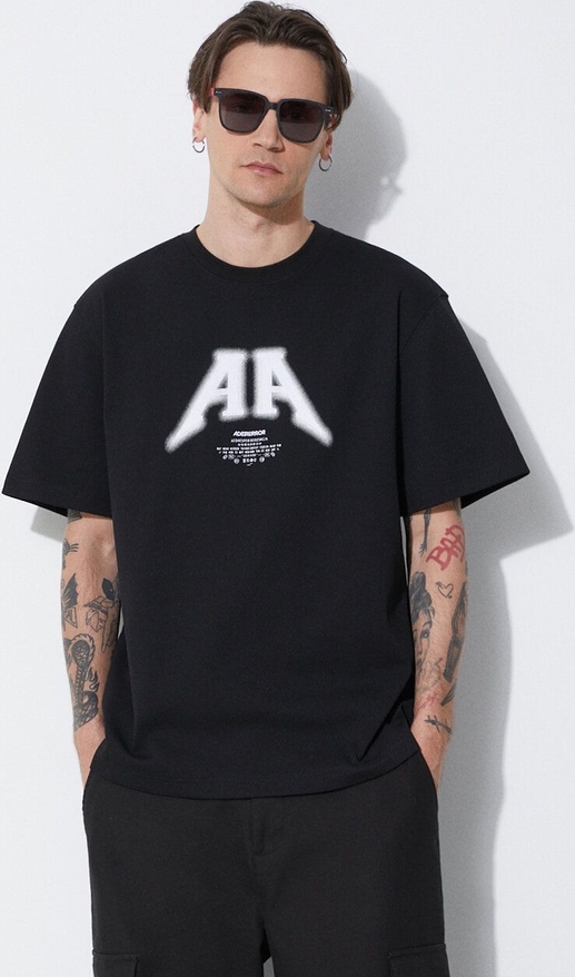 Czarny t-shirt Ader Error w młodzieżowym stylu z krótkim rękawem