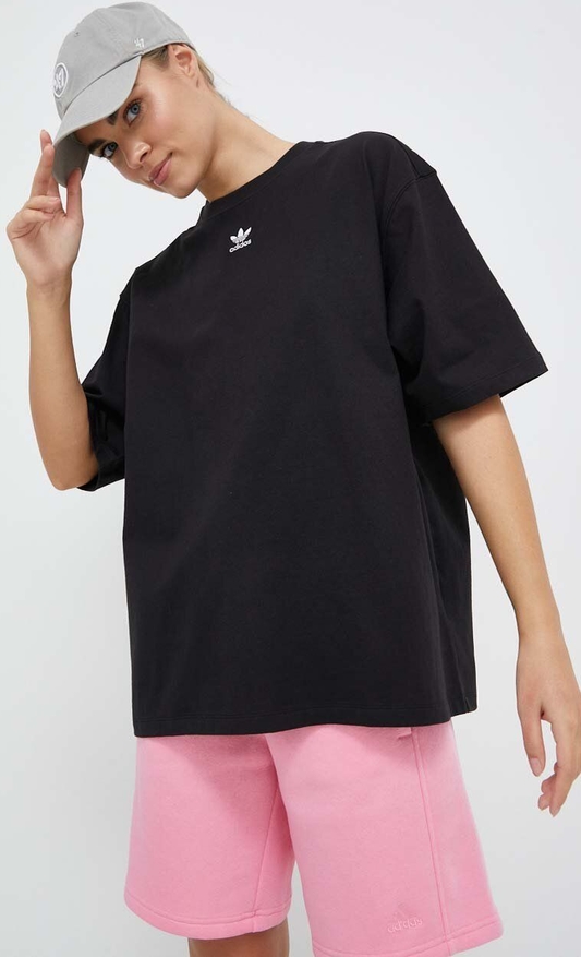 Czarny t-shirt Adidas Originals w sportowym stylu z krótkim rękawem