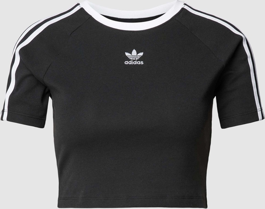 Czarny t-shirt Adidas Originals z bawełny w sportowym stylu z okrągłym dekoltem