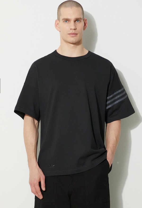 Czarny t-shirt Adidas Originals z krótkim rękawem z bawełny