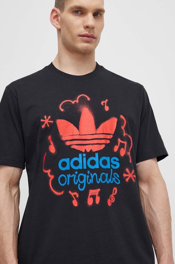 Czarny t-shirt Adidas Originals z krótkim rękawem z bawełny w młodzieżowym stylu