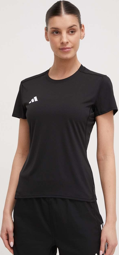Czarny t-shirt Adidas Performance w sportowym stylu z okrągłym dekoltem