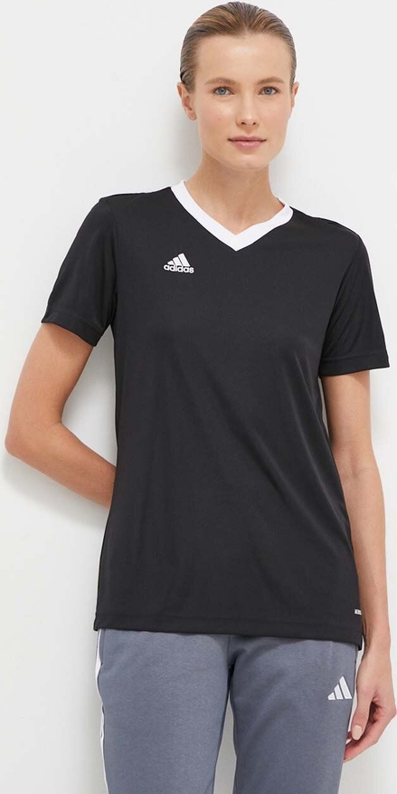 Czarny t-shirt Adidas Performance z krótkim rękawem w sportowym stylu