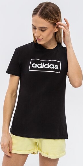 Czarny t-shirt Adidas Performance z okrągłym dekoltem w sportowym stylu z krótkim rękawem