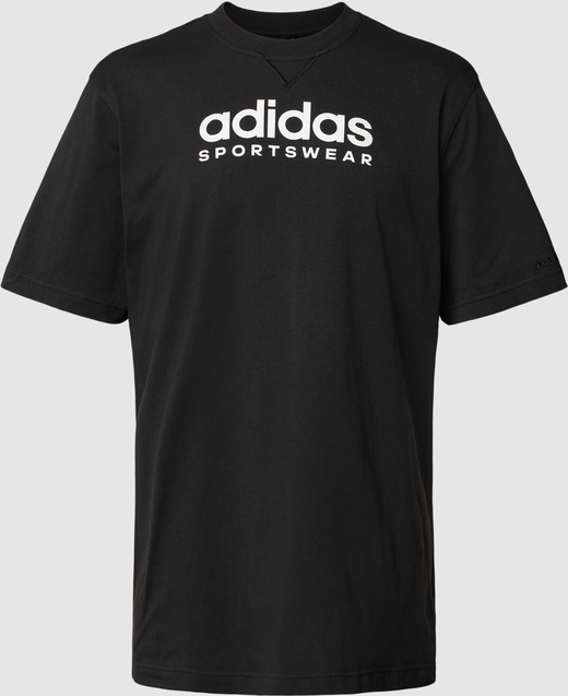 Czarny t-shirt Adidas Sportswear z nadrukiem z bawełny