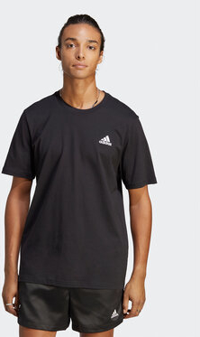Czarny t-shirt Adidas w sportowym stylu z dżerseju