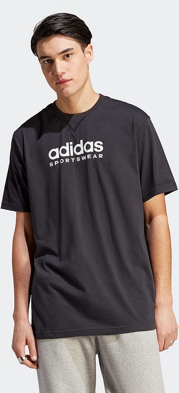 Czarny t-shirt Adidas w sportowym stylu z krótkim rękawem z bawełny