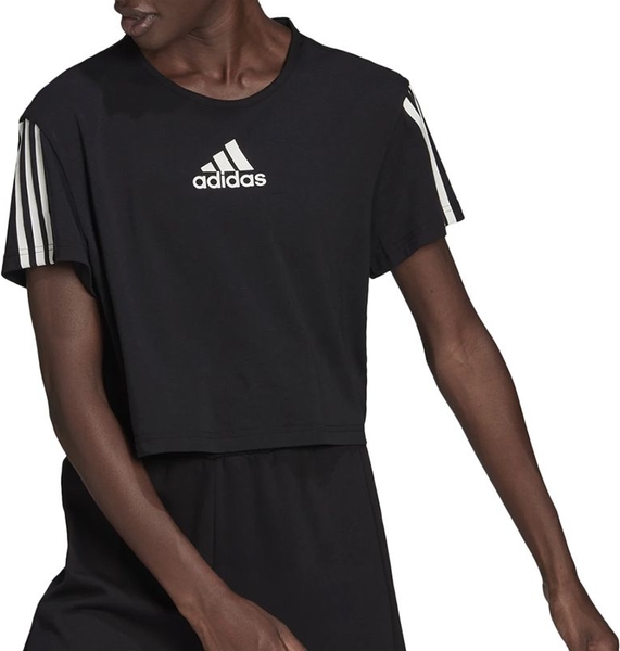 Czarny t-shirt Adidas z bawełny w sportowym stylu z krótkim rękawem
