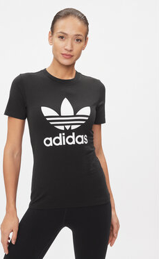 Czarny t-shirt Adidas z bawełny z krótkim rękawem