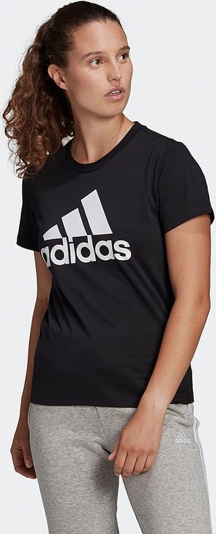 Czarny t-shirt Adidas z bawełny z okrągłym dekoltem z krótkim rękawem