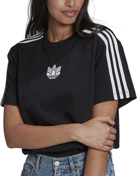 Czarny t-shirt Adidas z dzianiny z okrągłym dekoltem w sportowym stylu
