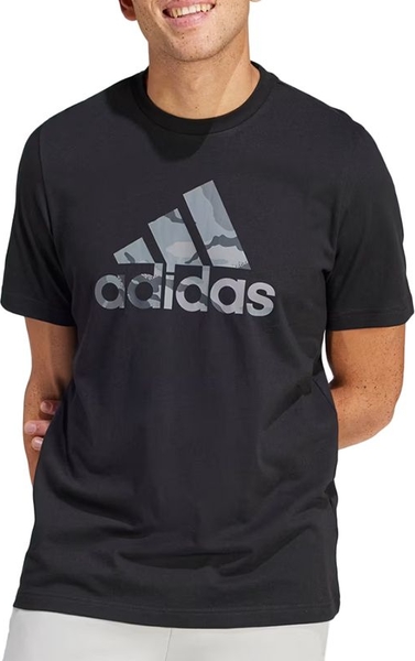 Czarny t-shirt Adidas z krótkim rękawem w sportowym stylu z bawełny