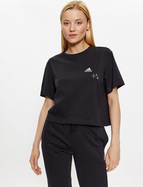 Czarny t-shirt Adidas z okrągłym dekoltem