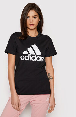 Czarny t-shirt Adidas z okrągłym dekoltem w młodzieżowym stylu