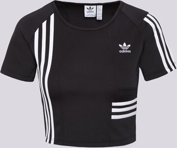 Czarny t-shirt Adidas z okrągłym dekoltem w sportowym stylu z krótkim rękawem