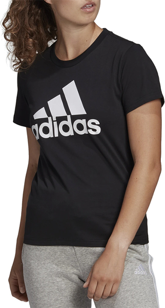 Czarny t-shirt Adidas z okrągłym dekoltem z krótkim rękawem