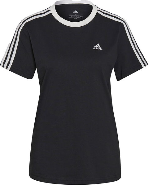 Czarny t-shirt Adidas z tkaniny z krótkim rękawem z okrągłym dekoltem