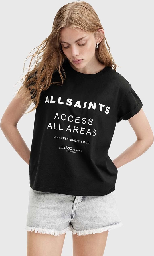 Czarny t-shirt AllSaints z bawełny