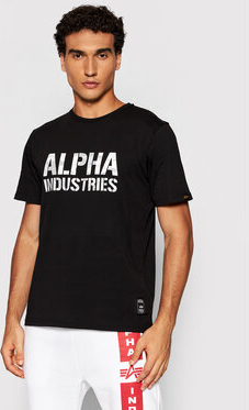 Czarny t-shirt Alpha Industries w młodzieżowym stylu z krótkim rękawem