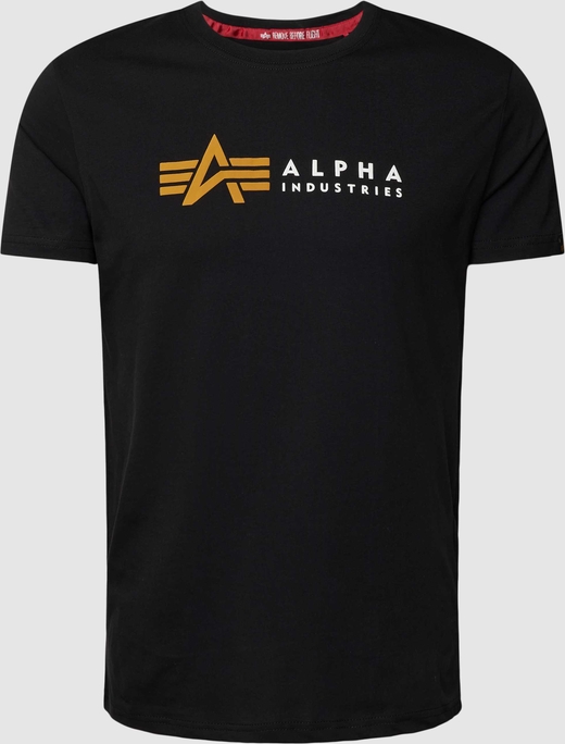 Czarny t-shirt Alpha Industries w młodzieżowym stylu z krótkim rękawem z bawełny