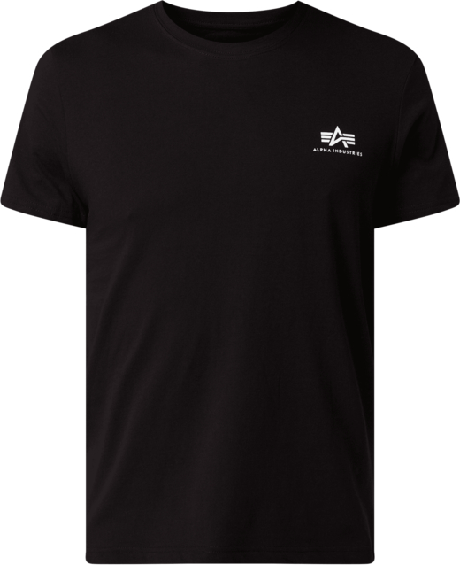 Czarny t-shirt Alpha Industries w stylu casual z bawełny z nadrukiem
