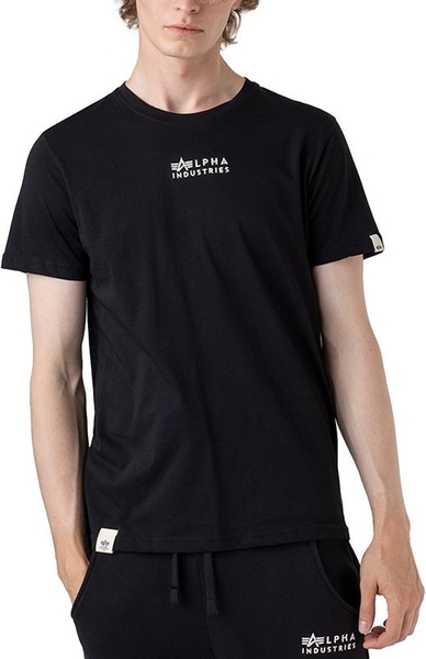 Czarny t-shirt Alpha Industries z krótkim rękawem z bawełny