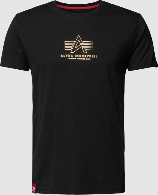 Czarny t-shirt Alpha Industries z nadrukiem