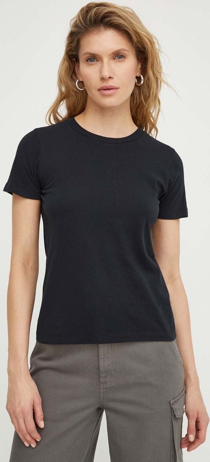 Czarny t-shirt American Vintage z krótkim rękawem w stylu vintage z okrągłym dekoltem