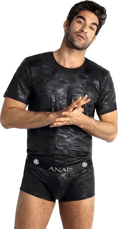 Czarny t-shirt Anais w młodzieżowym stylu z nadrukiem z krótkim rękawem
