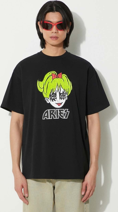 Czarny t-shirt Aries w młodzieżowym stylu