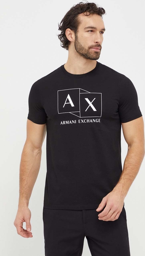 Czarny t-shirt Armani Exchange w młodzieżowym stylu
