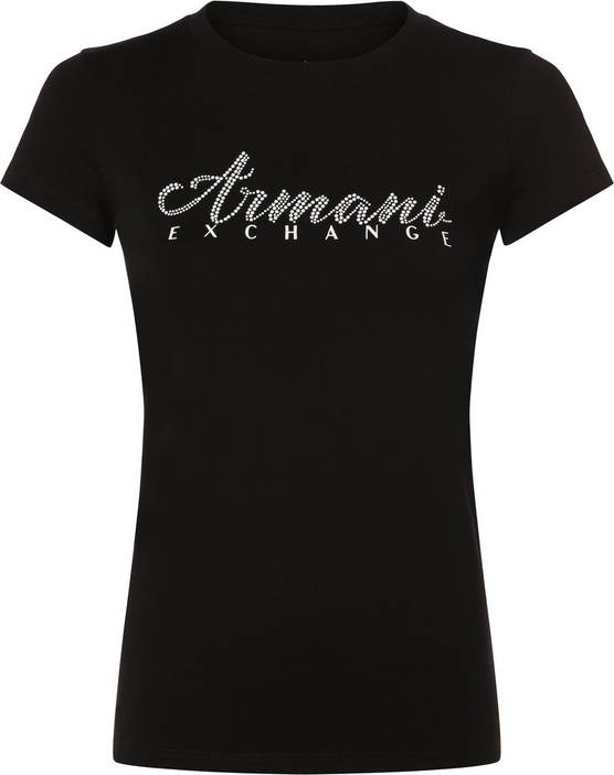 Czarny t-shirt Armani Exchange w młodzieżowym stylu z krótkim rękawem