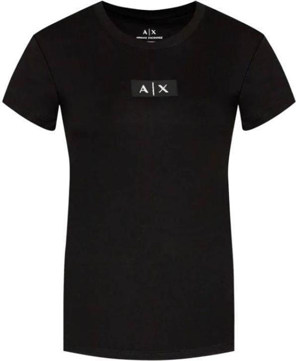 Czarny t-shirt Armani Exchange w młodzieżowym stylu z krótkim rękawem z bawełny