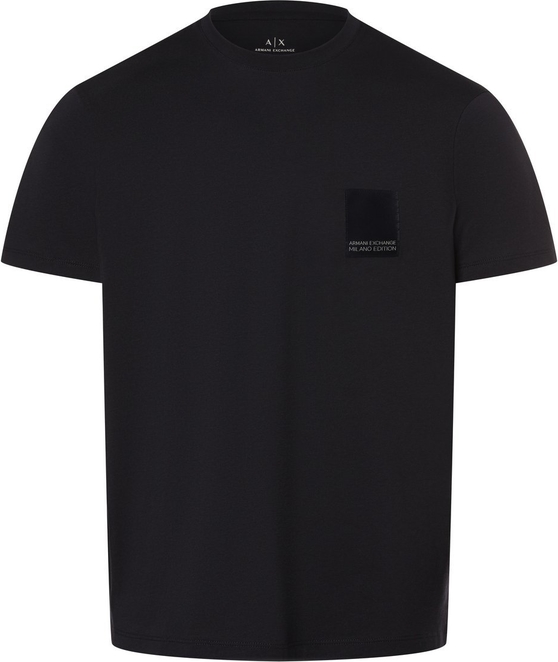 Czarny t-shirt Armani Exchange w stylu klasycznym z krótkim rękawem