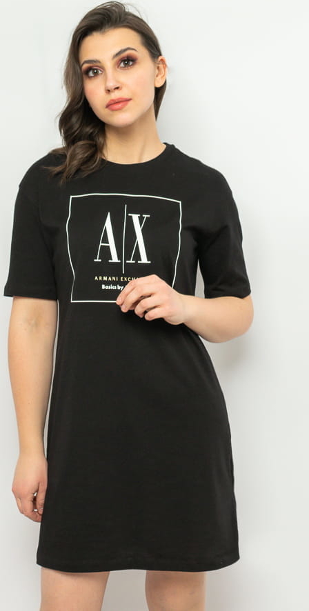 Czarny t-shirt Armani Exchange z bawełny w młodzieżowym stylu z okrągłym dekoltem