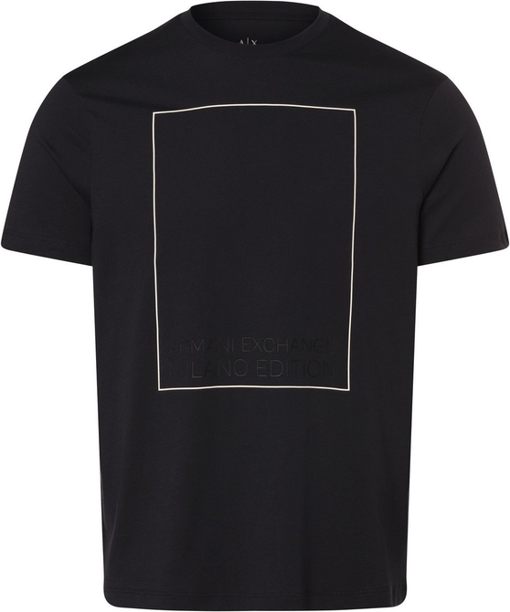 Czarny t-shirt Armani Exchange z bawełny z nadrukiem z krótkim rękawem