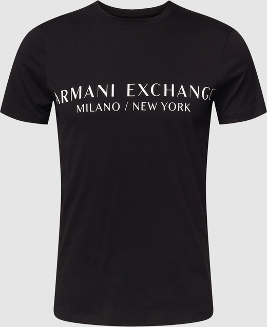 Czarny t-shirt Armani Exchange z krótkim rękawem z bawełny w młodzieżowym stylu