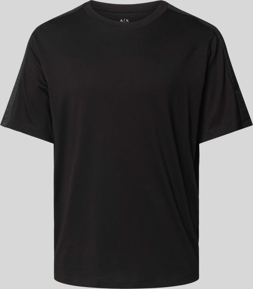 Czarny t-shirt Armani Exchange z krótkim rękawem z bawełny w stylu casual