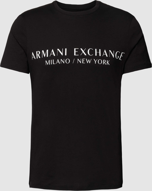 Czarny t-shirt Armani Exchange z nadrukiem z krótkim rękawem