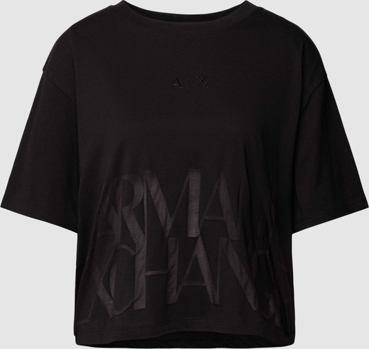 Czarny t-shirt Armani Exchange z okrągłym dekoltem w stylu casual