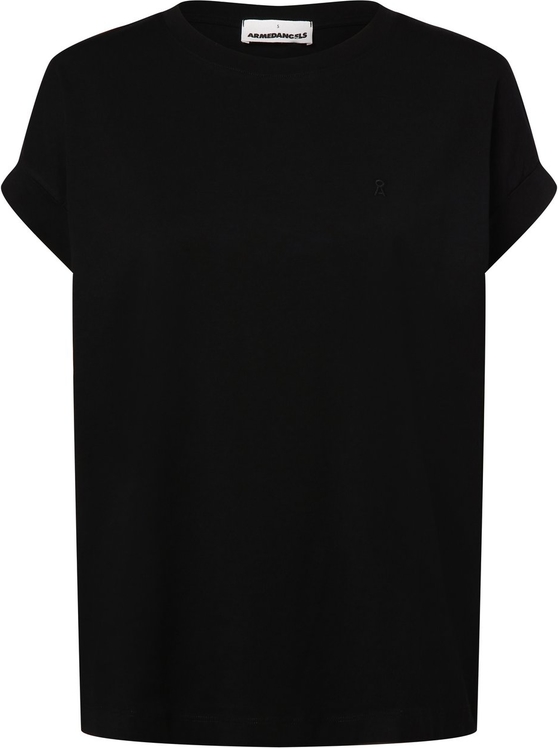 Czarny t-shirt ARMEDANGELS z bawełny z okrągłym dekoltem z krótkim rękawem
