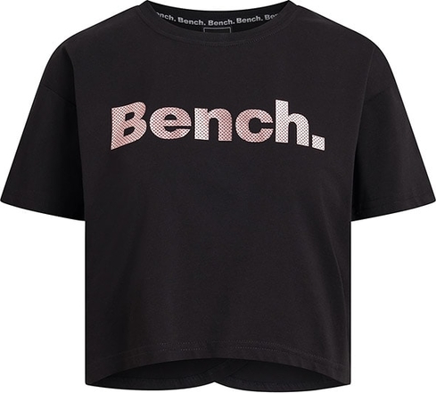 Czarny t-shirt Bench w młodzieżowym stylu z okrągłym dekoltem z bawełny